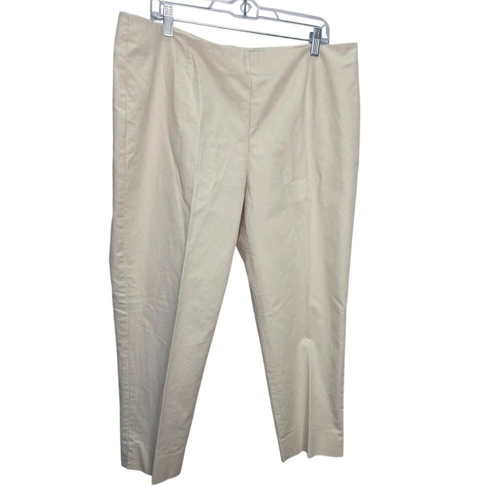 Lafayette 148 Cropped Bleecker Pants Cream Cotton Stretch Women's Size 16 Preppy